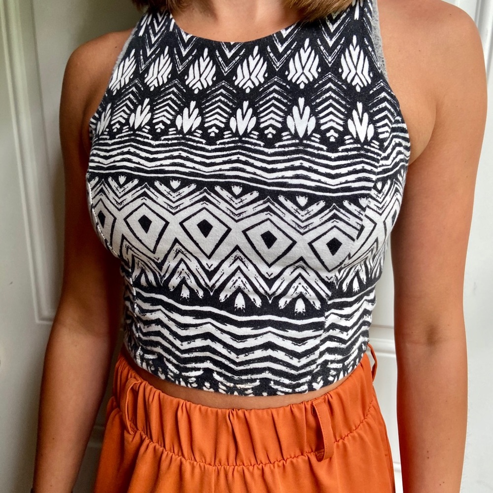Aztec Print Crop Top